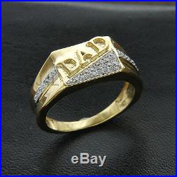 0.60 CT Cubic Zirconia MEN'S DAD CLUSTER RING Wedding 14k Yellow Gold Plated