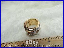 1/2 wide band CUBIC ZIRCONIA VERMEIL Sterling Silver 0.925 Estate RING sz 4 1/2