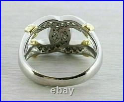 1.30CT White Round Shape Cubic Zirconia Horse Shoe Ring 925 Sterling Silver