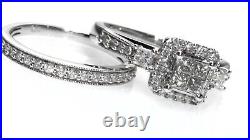 1.50Ct Princess Cut Cubic Zirconia 925 Sterling Silver Wedding Cluster Ring