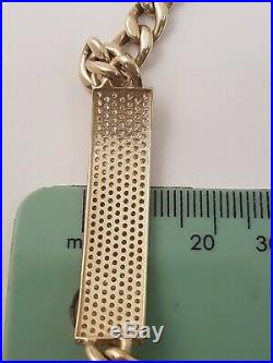 (1) Elegant Hollow 14ct Gold Cubic Zirconia Curb ID Bracelet
