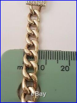 (1) Elegant Hollow 14ct Gold Cubic Zirconia Curb ID Bracelet