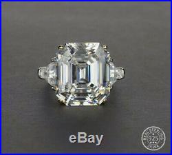 10.00 Carat Ascher Cut Cubic Zirconia Ring. 925 Sterling Silver E-f Vvs1 Size 7