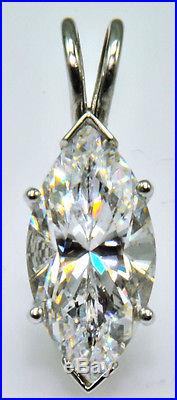 10 ct Marquise Pendant Original Vintage Russian Cubic Zirconia Sterling Silver