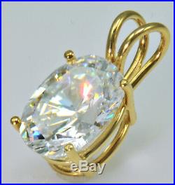 10 ct Oval Cut Original Vintage Russian Cubic Zirconia 14 kt Gold Over. 925 SS