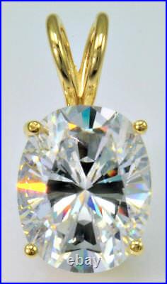 10ct Oval Pendant Original Vintage Russian Cubic Zirconia 14kt Gold Over. 925 SS