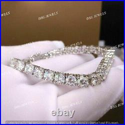 12 Ct Cubic Zirconia Unisex Tennis 7 Inch Bracelet Real 925 Sterling Silver