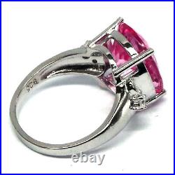 12 X 14 MM. Oval Pink Mystic Topaz & White Cubic Zirconia Ring 925 Silver
