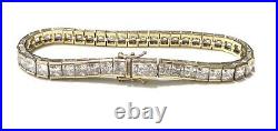 14K Gold Over Sterling Channel Set CZ Cubic Zirconia Tennis Bracelet