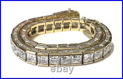 14K Gold Over Sterling Channel Set CZ Cubic Zirconia Tennis Bracelet