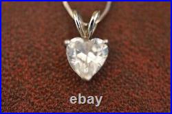 14K White Gold Serpentine Chain 18 Inch Cubic Zirconia Heart Sterling Silver