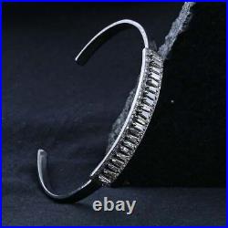 14k White Gold Over Silver 1.5 ct Baguette & RD Cubic Zirconia Cuff Bracelet