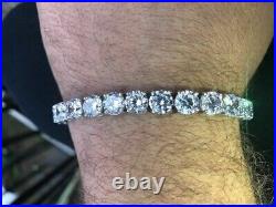 15.28 ct Cubic Zirconia Men's Simple Tennis Bracelet in Silver White Gold Plated