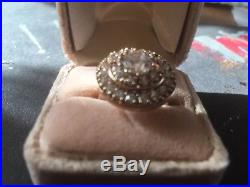 18k Silver Farrah Fawcett Cubic Zirconia Ring Wedding Band Sz 6.5 Stamp 925