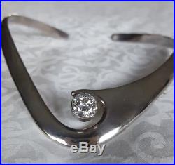 1970's Vintage Alicia Modernist Taxco Sterling 950 Collar Choker Cubic Zirconia