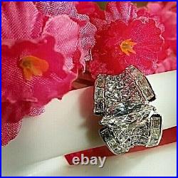 1IN STERLING SILVER 12 BAR OF CLUSTERS CUBIC ZIRCONIA With MIDDLE CUBIC ZIRCONIA