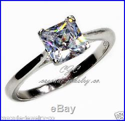 1ct Princess Engagement / Wedding Ring SOLID Sterling Silver Cubic Zirconia CZ