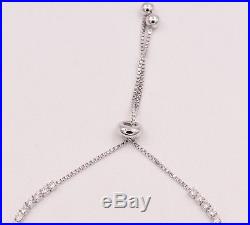 2.2mm Cubic Zirconia CZ Crystal 925 Sterling Silver Sliding Lock Tennis Bracelet