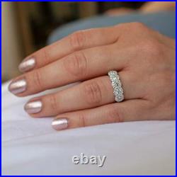 2.50ct Round Simulated Diamond Half Eternity Wedding Ring Band White Gold Plated