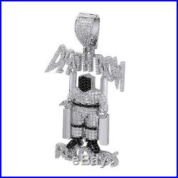 2.75 Ct Cubic Zirconia Hip Hop Deathrow Records Pendant 14K White Gold Over