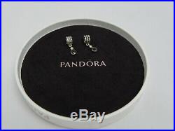 2 x Genuine PANDORA Silver & 14ct Gold Charm with Black Cubic Zirconia & Box