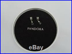 2 x Genuine PANDORA Silver & 14ct Gold Charm with Black Cubic Zirconia & Box