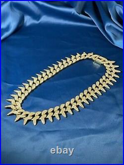 2021 Style Yellow Gold Finish Cuban 925 Sterling Silver Chain Iced Out Cubic