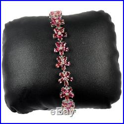 22.30 Gram Rubellite Pink Tourmaline Cubic Zirconia 925 Sterling Silver Bracelet