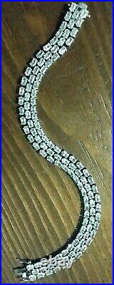 27 TCW Oval 3 Row Cubic Zirconia CZ Tennis BraceletSterling Silver119 Gems
