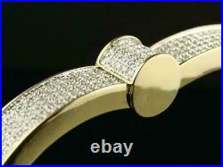 3.88 ct RD Cubic Zirconia Mens Designer Link Bracelet in 14k Yellow Gold Plated
