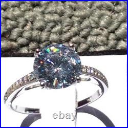 3.8ct (10mm) Round Cut Cubic Zirconia Real 925 Sterling Silver Engagement Ring