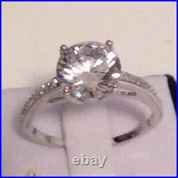3.8ct (10mm) Round Cut Cubic Zirconia Real 925 Sterling Silver Engagement Ring
