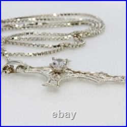 30 Sterling Silver Cubic Zirconia Bright Cut Filigree Cross Necklace