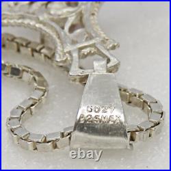 30 Sterling Silver Cubic Zirconia Bright Cut Filigree Cross Necklace