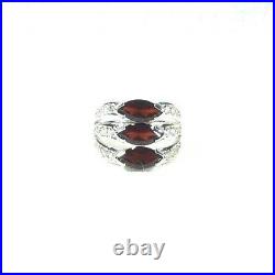4.71 ct Garnet & White Cubic Zirconia Sterling Silver Ring size (8 1/4)