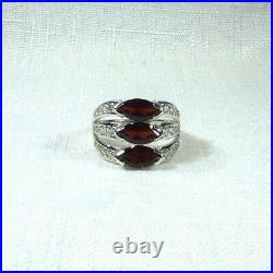 4.71 ct Garnet & White Cubic Zirconia Sterling Silver Ring size (8 1/4)