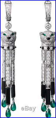446 Brilliant-Cut Cubic Zirconia 6.75CT With Black Onyx & Emerald Drop Earrings