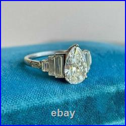 4Ct Pear Cut Cubic Zirconia 925 Sterling Silver Solitaire Ring Engagement Ring