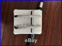 4ct Cubic zirconia Vintage Hoops Earrings 14k W Gold Sterling Silver Large Size