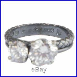 54815 auth BOTTEGA VENETA braided sterling silver DOUBLE CUBIC ZIRCONIA Ring 7