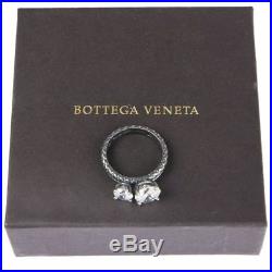 54815 auth BOTTEGA VENETA braided sterling silver DOUBLE CUBIC ZIRCONIA Ring 7