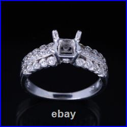 5x5mm Princess Cut Cubic Zirconia Semi Mount Engagement Ring Sterling Silver