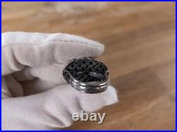 $609 BOTTEGA VENETA brown antique silver ring w cubic zirconia Size 5.5 US / 11
