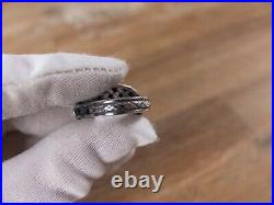 $609 BOTTEGA VENETA brown antique silver ring w cubic zirconia Size 5.5 US / 11