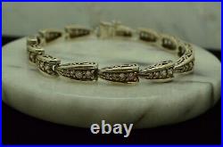 7.5 925 Sterling Silver v shaped link cubic zirconia tennis bracelet