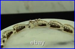 7.5 925 Sterling Silver v shaped link cubic zirconia tennis bracelet