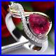 7 X 9 mm. PEAR CUT RED RUBY & WHITE cubic zirconia 925 STERLING SILVER