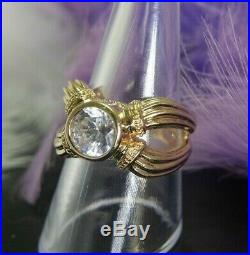 7mm rd Cubic Zirconia Vermeil 0.925 Sterling Silver cocktail estate Ring size 9