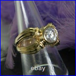 7mm rd Cubic Zirconia Vermeil 0.925 Sterling Silver cocktail estate Ring size 9