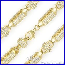 8mm Disco Ball & Bar CZ Bead Link Chain Necklace in 14k GP. 925 Sterling Silver